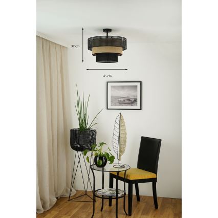 Brilagi - Lampadario a plafone DAKOTA LUNETA 1xE27/15W/230V diametro 45 cm nero/beige