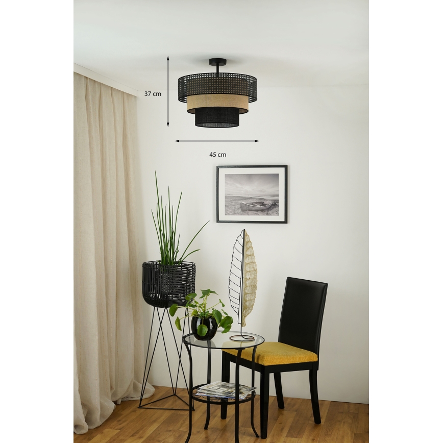 Brilagi - Lampadario a plafone DAKOTA LUNETA 1xE27/15W/230V diametro 45 cm nero/beige