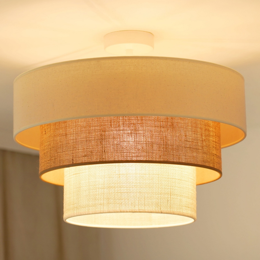 Brilagi - Lampadario a plafone DENVER LUNETA 1xE27/15W/230V diam. 45 cm beige/marrone/crema