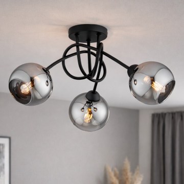 Brilagi - Lampadario a plafone DIOR 3xE27/60W/230V nero/grigio fumé