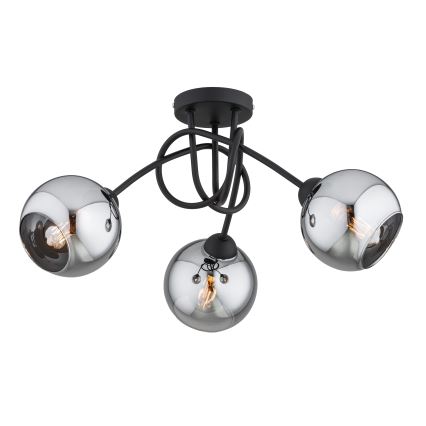 Brilagi - Lampadario a plafone DIOR 3xE27/60W/230V nero/grigio fumé