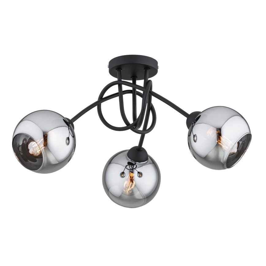 Brilagi - Lampadario a plafone DIOR 3xE27/60W/230V nero/grigio fumé