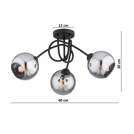 Brilagi - Lampadario a plafone DIOR 3xE27/60W/230V nero/grigio fumé