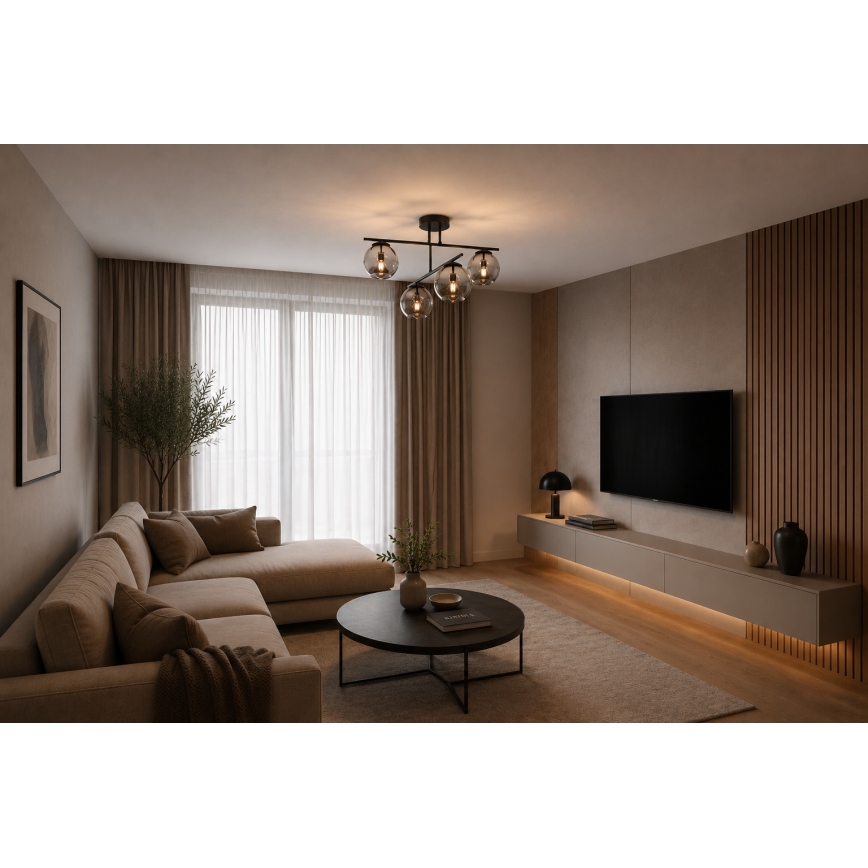BRILAGI - Lampadario a plafone DIOR 4xE27/60W/230V nero/grigio fumo