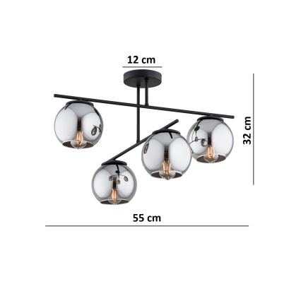 BRILAGI - Lampadario a plafone DIOR 4xE27/60W/230V nero/grigio fumo