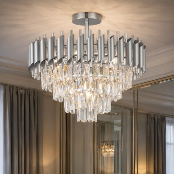 Brilagi - Lampadario a plafone ECLIPSE 7xE14/10W/230V Ø 48 cm, finitura argento