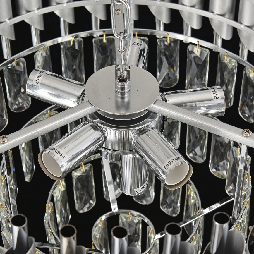 Brilagi - Lampadario a plafone ECLIPSE 7xE14/10W/230V Ø 48 cm, finitura argento