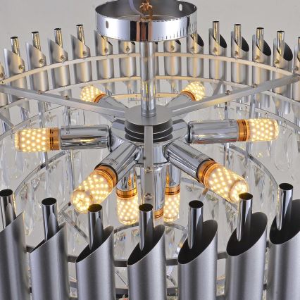 BRILAGI - Lampadario a plafone ECLIPSE 9xE14/10W/230V Ø 58 cm argento