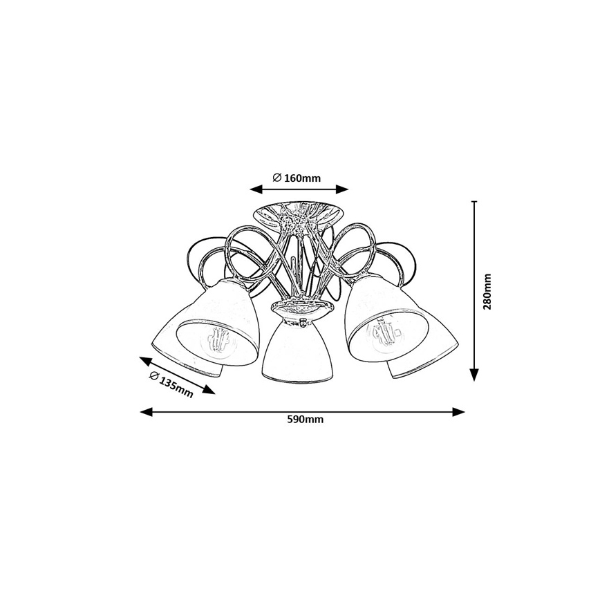 Brilagi - Lampadario a plafone FRED 5xE27/60W/230V Ø 59 cm cromo lucido