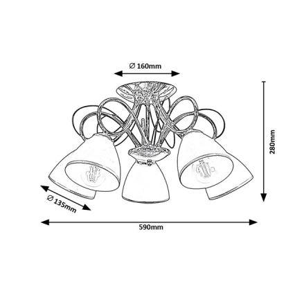 Brilagi - Lampadario a plafone FRED 5xE27/60W/230V Ø 59 cm cromo lucido