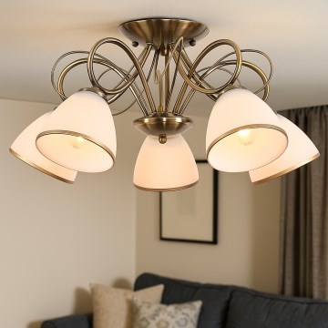 Brilagi - Lampadario a plafone FRED 5xE27/60W/230V Ø 59 cm finitura bronzata