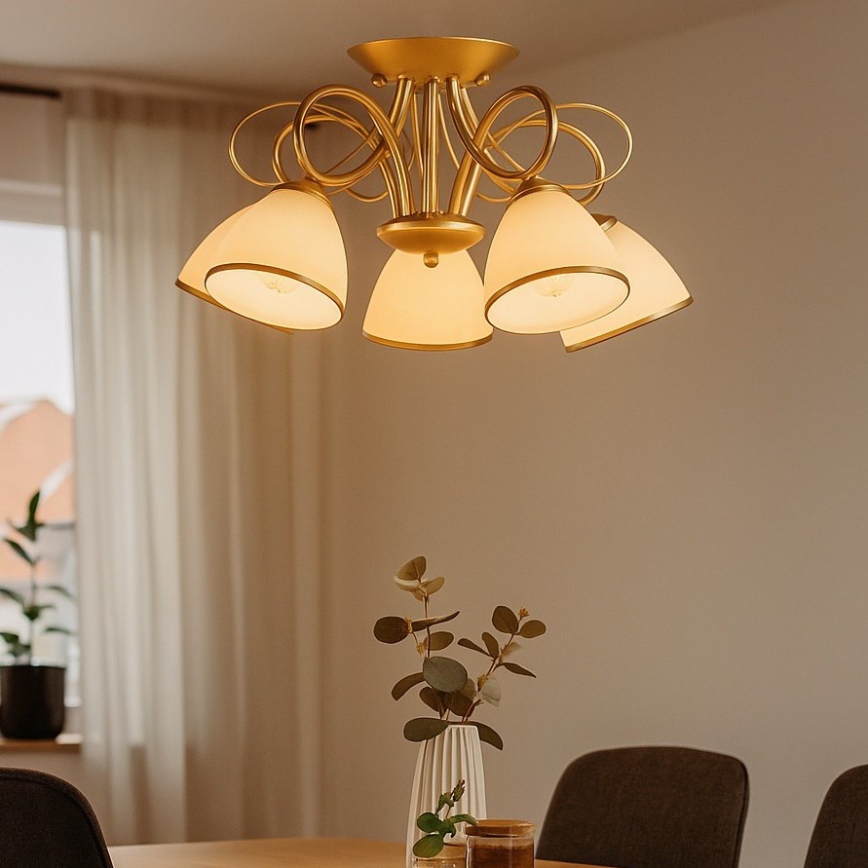 Brilagi - Lampadario a plafone FRED 5xE27/60W/230V Ø 59 cm oro