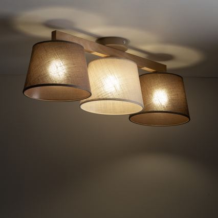 Brilagi - Lampadario a plafone LATTE SABIA 3xE27/60W/230V pino/mix