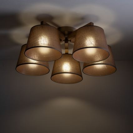 Brilagi - Lampadario a plafone LATTE SABIA 5xE27/15W/230V pino/marrone