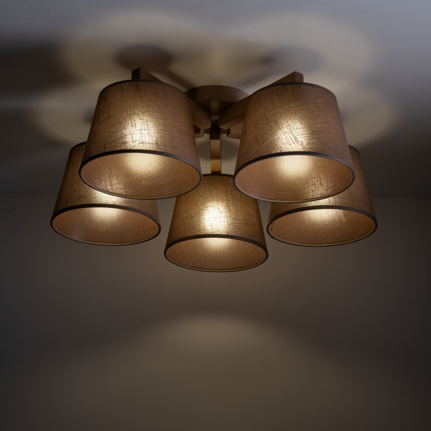 Brilagi - Lampadario a plafone LATTE SABIA 5xE27/15W/230V pino/marrone