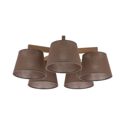 Brilagi - Lampadario a plafone LATTE SABIA 5xE27/15W/230V pino/marrone