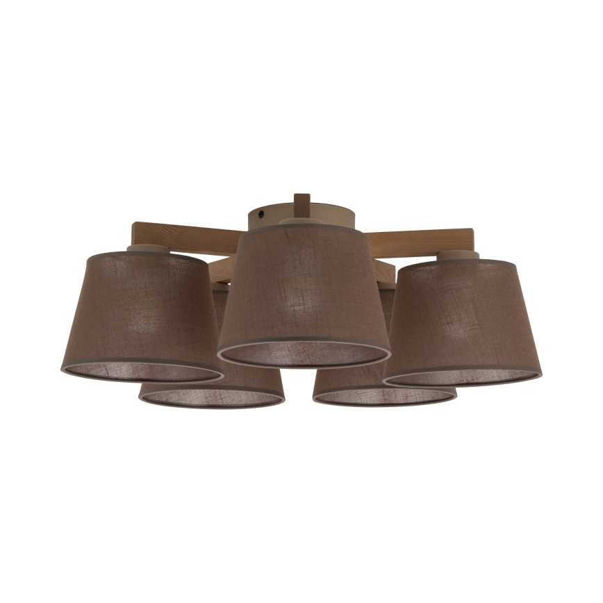 Brilagi - Lampadario a plafone LATTE SABIA 5xE27/15W/230V pino/marrone