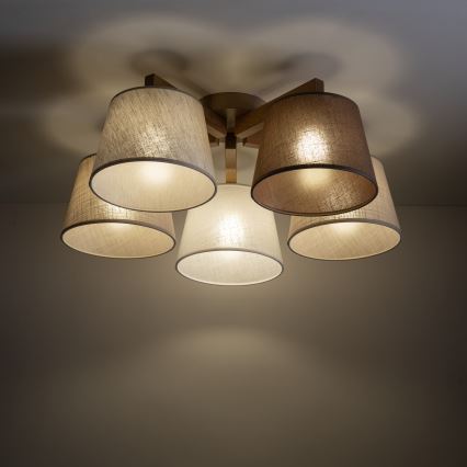 Brilagi - Lampadario a plafone LATTE SABIA 5xE27/15W/230V pino/misto