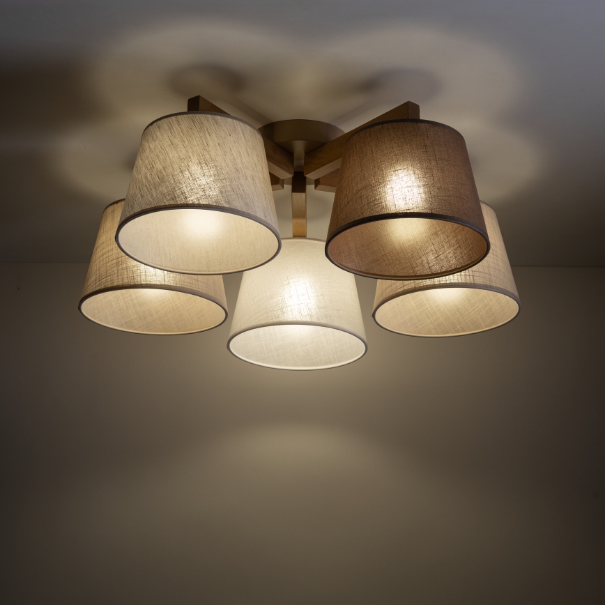 Brilagi - Lampadario a plafone LATTE SABIA 5xE27/15W/230V pino/misto