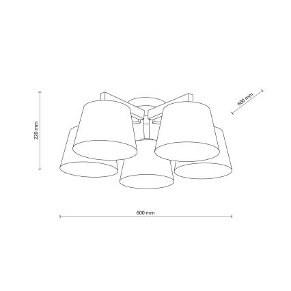 Brilagi - Lampadario a plafone LATTE SABIA 5xE27/15W/230V pino/misto