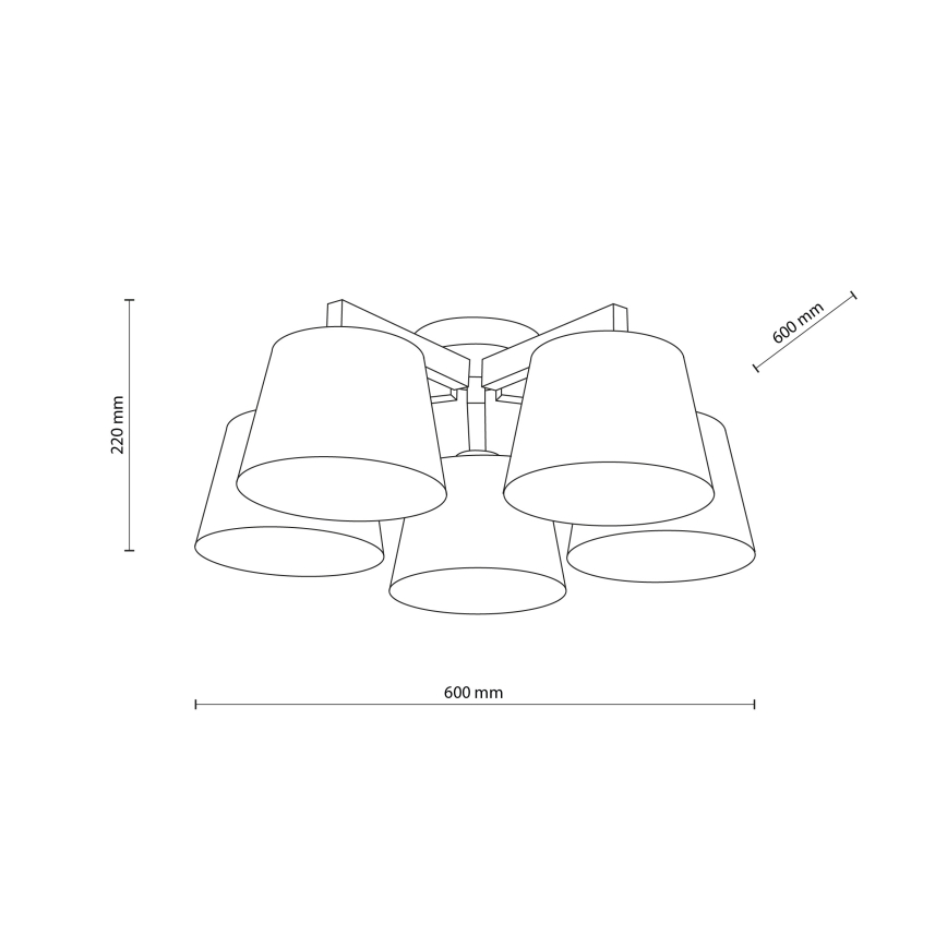 Brilagi - Lampadario a plafone LATTE SABIA 5xE27/15W/230V pino/misto