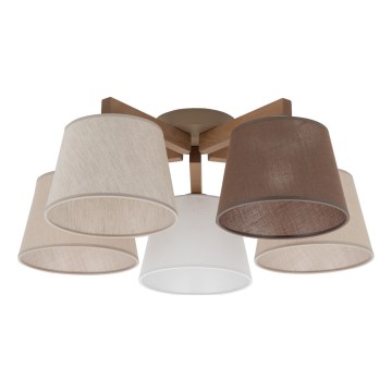 Brilagi - Lampadario a plafone LATTE SABIA 5xE27/60W/230V pino/misto