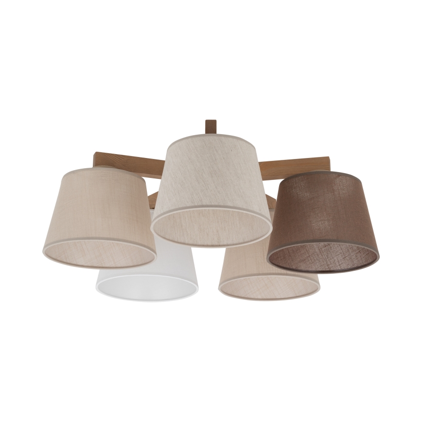 Brilagi - Lampadario a plafone LATTE SABIA 5xE27/60W/230V pino/misto
