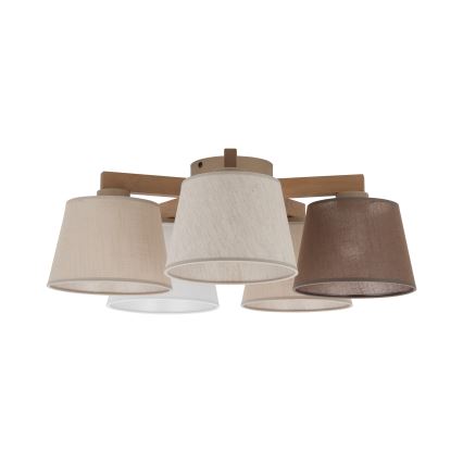 Brilagi - Lampadario a plafone LATTE SABIA 5xE27/60W/230V pino/misto
