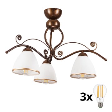 Brilagi - Lampadario a plafone LED ANTICO 3xE27/60W/230V patina di bronzo