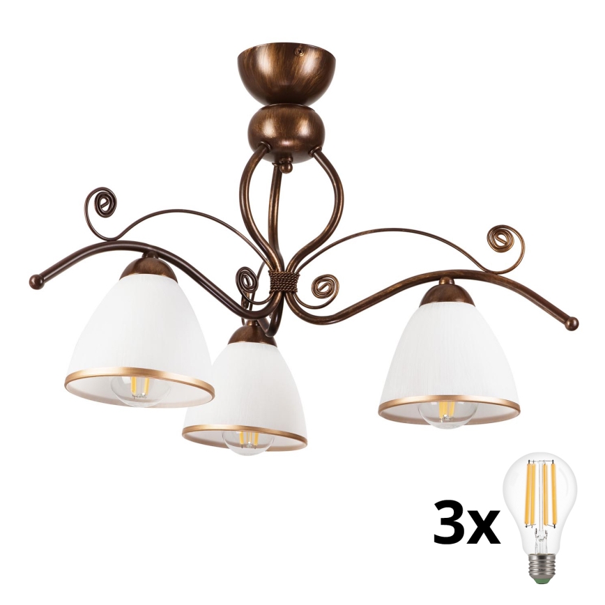 Brilagi - Lampadario a plafone LED ANTICO 3xE27/60W/230V patina di bronzo