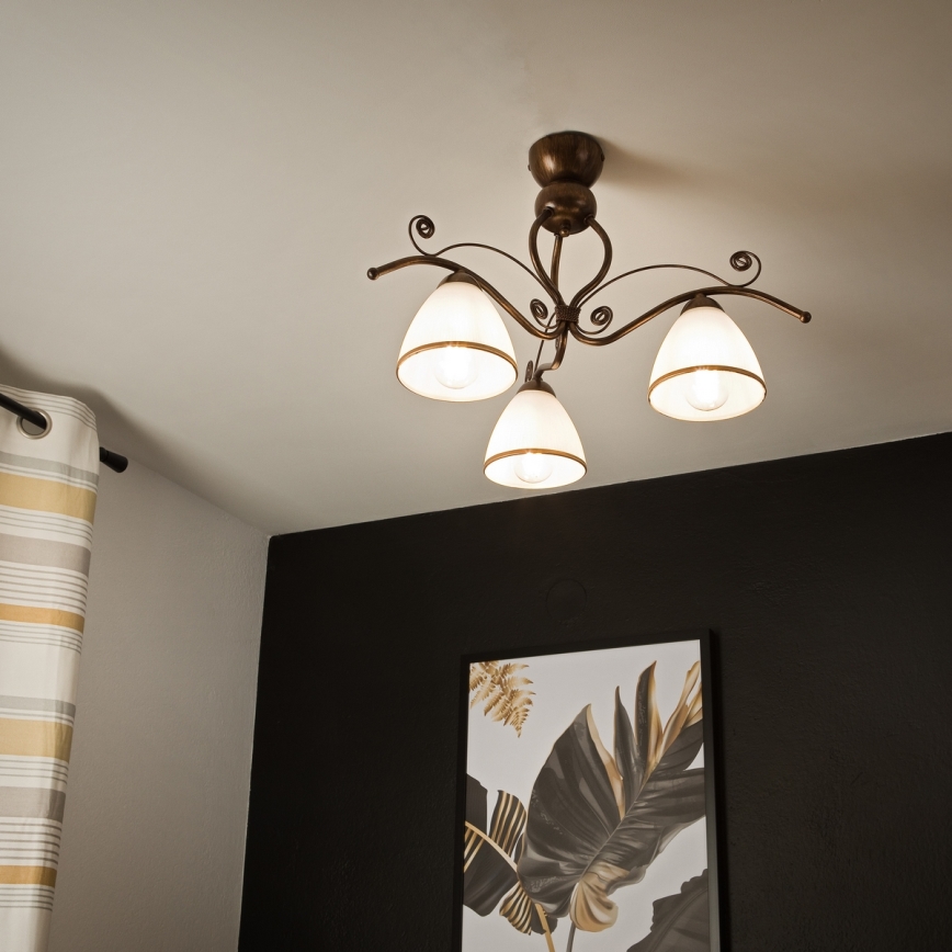 Brilagi - Lampadario a plafone LED ANTICO 3xE27/60W/230V patina di bronzo