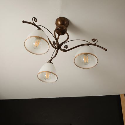 Brilagi - Lampadario a plafone LED ANTICO 3xE27/60W/230V patina di bronzo