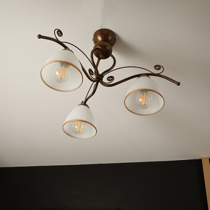 Brilagi - Lampadario a plafone LED ANTICO 3xE27/60W/230V patina di bronzo