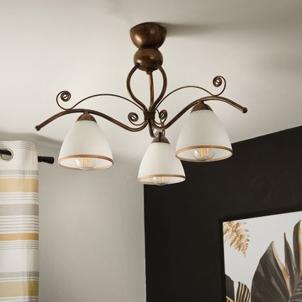 Brilagi - Lampadario a plafone LED ANTICO 3xE27/60W/230V patina di bronzo