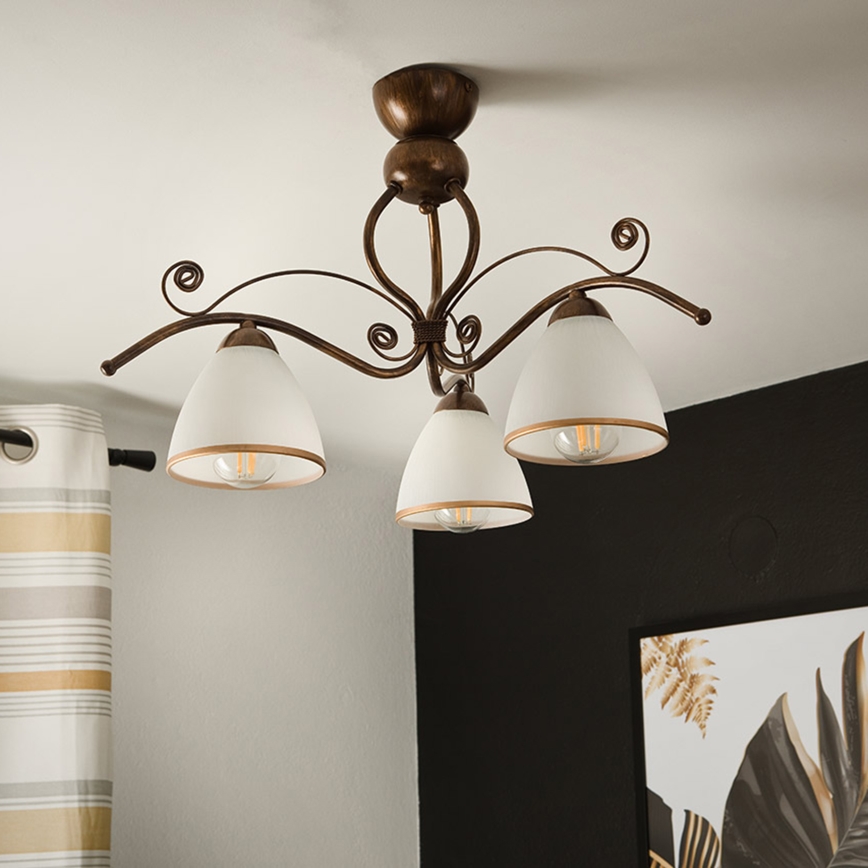 Brilagi - Lampadario a plafone LED ANTICO 3xE27/60W/230V patina di bronzo