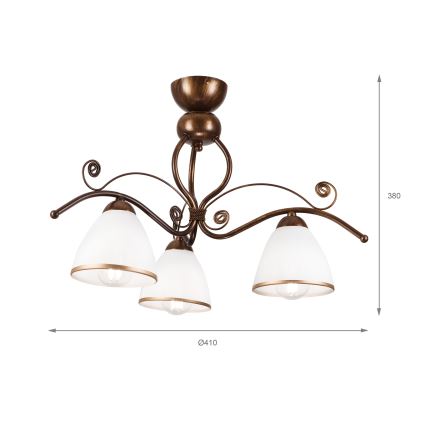 Brilagi - Lampadario a plafone LED ANTICO 3xE27/60W/230V patina di bronzo