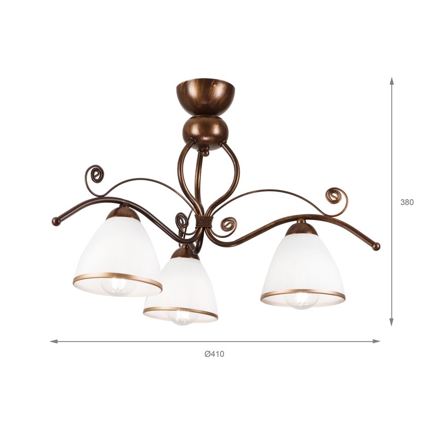 Brilagi - Lampadario a plafone LED ANTICO 3xE27/60W/230V patina di bronzo