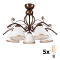 Brilagi - Lampadario a plafone LED ANTICO 5xE27/60W/230V patina di bronzo