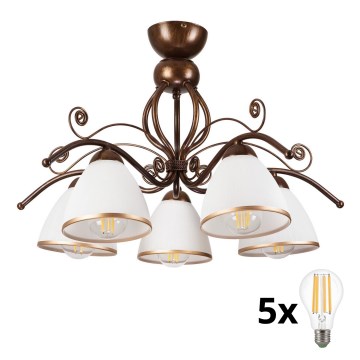 Brilagi - Lampadario a plafone LED ANTICO 5xE27/60W/230V patina di bronzo