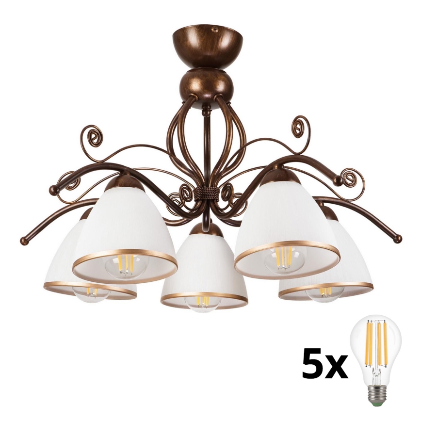 Brilagi - Lampadario a plafone LED ANTICO 5xE27/60W/230V patina di bronzo