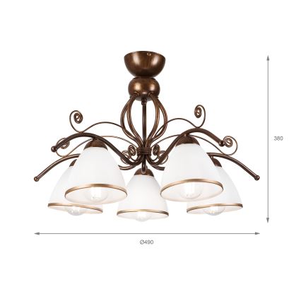 Brilagi - Lampadario a plafone LED ANTICO 5xE27/60W/230V patina di bronzo