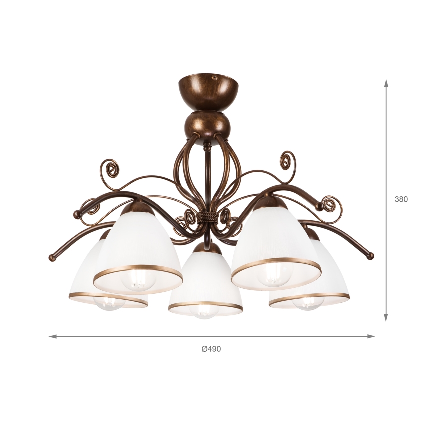 Brilagi - Lampadario a plafone LED ANTICO 5xE27/60W/230V patina di bronzo