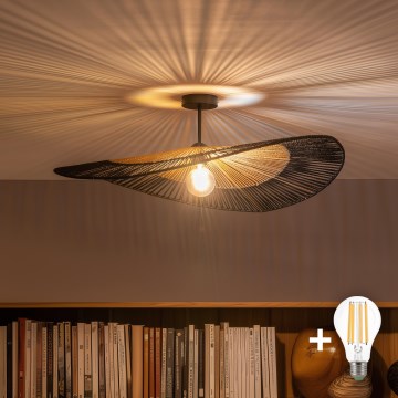 Brilagi - Lampadario a plafone LED CERIA BOHO 1xE27/60W/230V Ø 80 cm nero/marrone