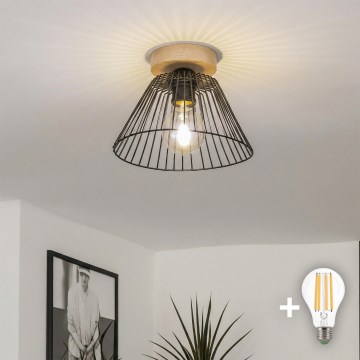 Brilagi - Lampadario a plafone LED CERIA WIRE 1xE27/40W/230V Ø 30 cm nero/rovere