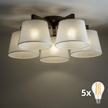 BRILAGI - Lampadario a plafone LED LATTE 5xE27/15W/230V pino/bianco