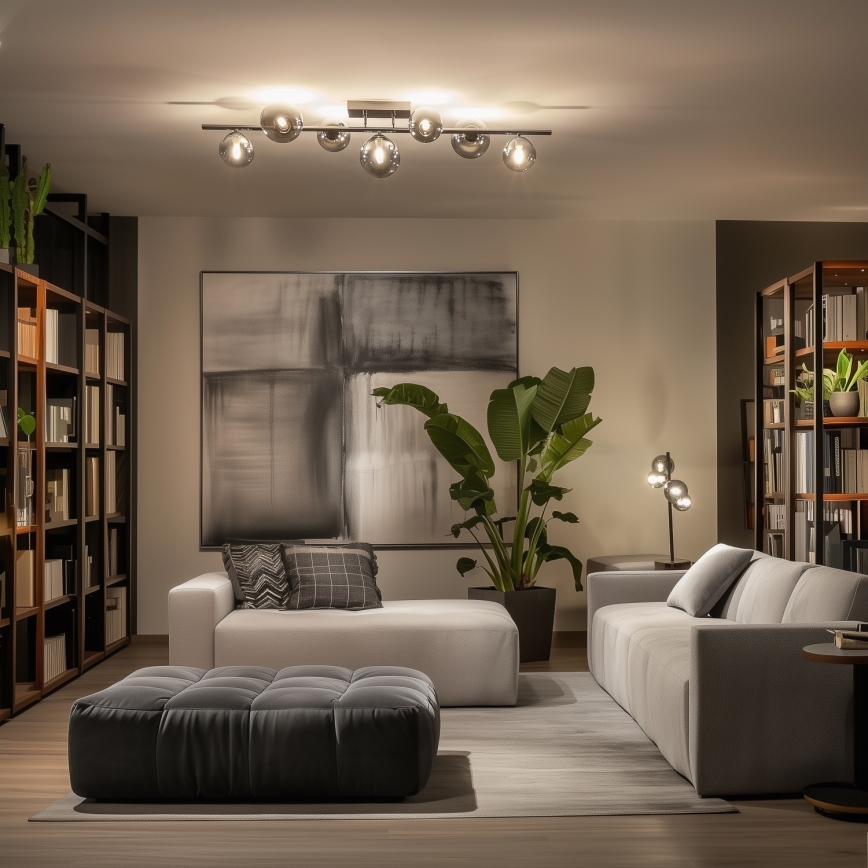 Brilagi - Lampadario a plafone LED MILLA 7xG9/3W/230V nero cromato/fumé