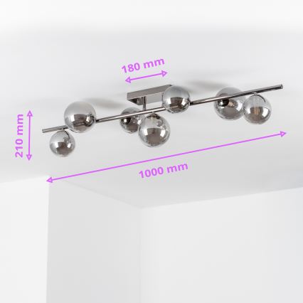 Brilagi - Lampadario a plafone LED MILLA 7xG9/3W/230V nero cromato/fumé