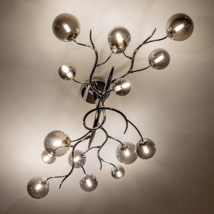 Brilagi - Lampadario a plafone LED MISTEL 15xG9/3W/230V cromo lucido/fumé