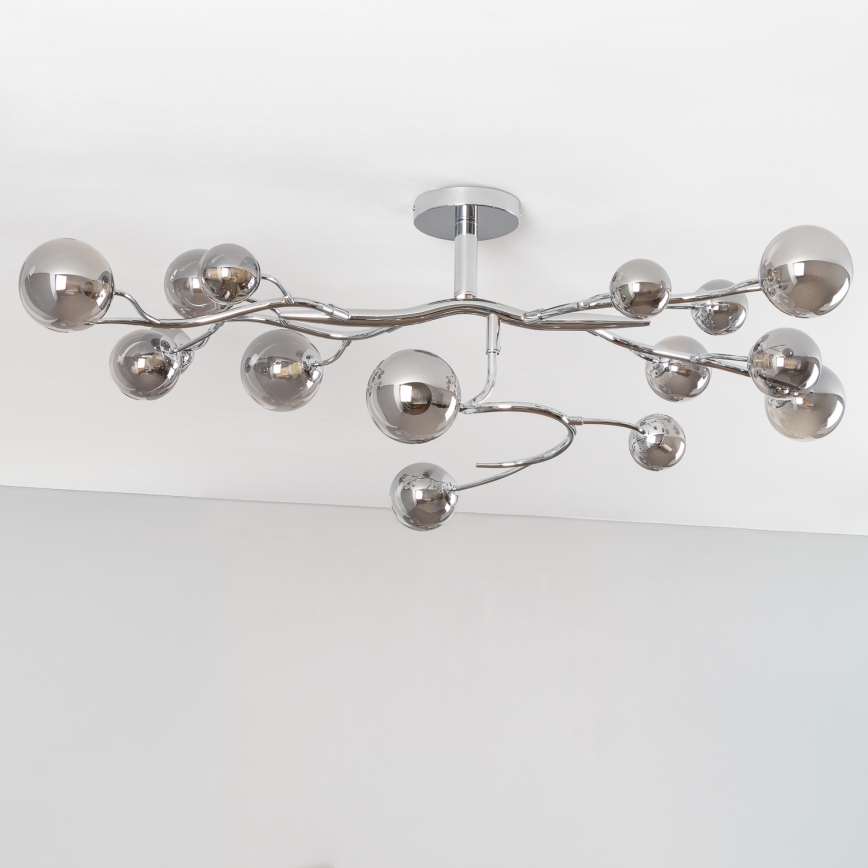 Brilagi - Lampadario a plafone LED MISTEL 15xG9/3W/230V nero cromato/fumé