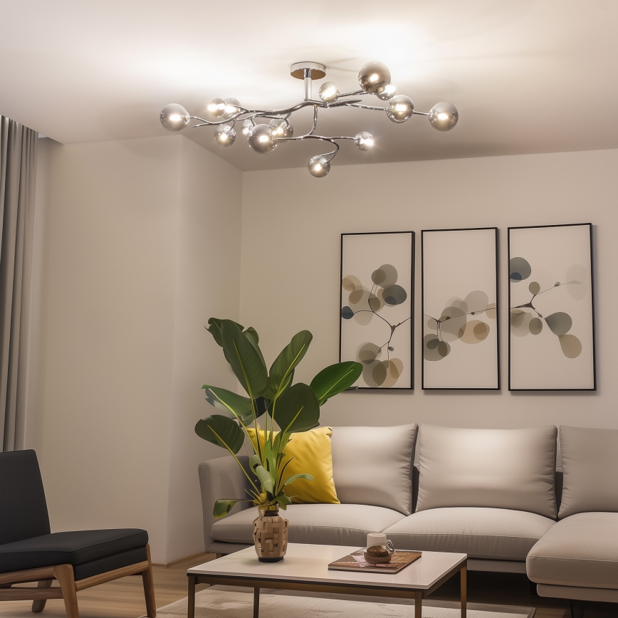 Brilagi - Lampadario a plafone LED MISTEL 15xG9/3W/230V nero cromato/fumé